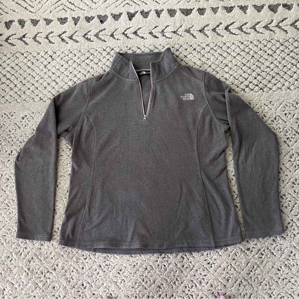 The North Face Gray Quarter Zip Fleece Pullover Size L
